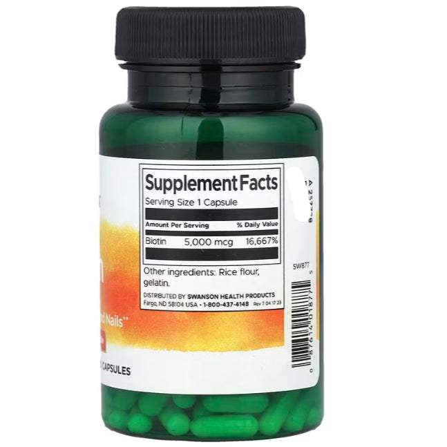 Swanson Ph | Swanson, Biotin, 5000mcg, 10,000mcg, Time-Release, Natural Cherry, Hair, Skin & Nails