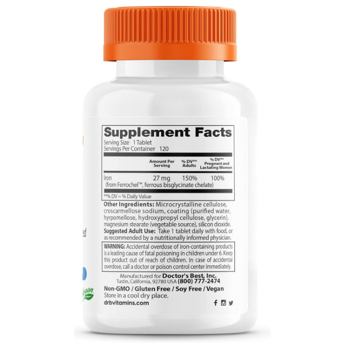 LowCostPH | Doctors Best High Absorption Iron with Ferrochel Nature's Bounty, Gentle Iron, 28 mg,