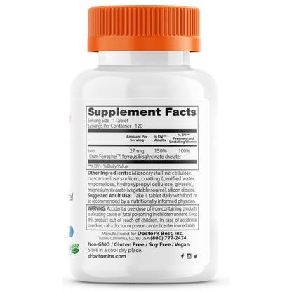 LowCostPH | Doctors Best High Absorption Iron with Ferrochel Nature's Bounty, Gentle Iron, 28 mg,