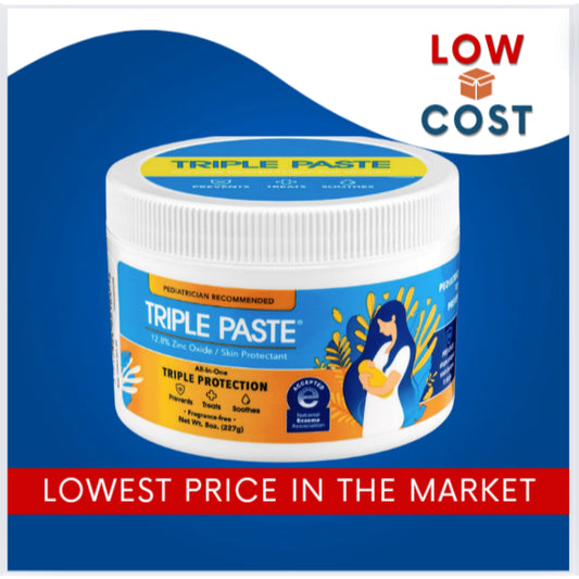 LowCost PH| Triple Paste Diaper Rash Cream for Baby - 8 Oz Tub - Zinc Oxide Ointment Treats