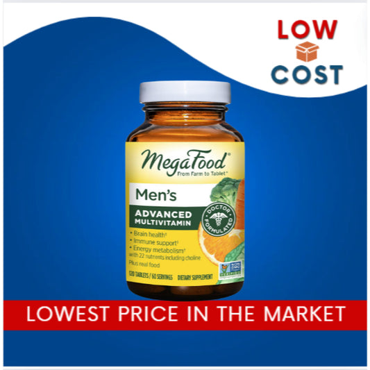 LowCostPh | MegaFood, Men's Advanced Multivitamin, Men's 120 tabs Advanced Multivitamin, Tablets,