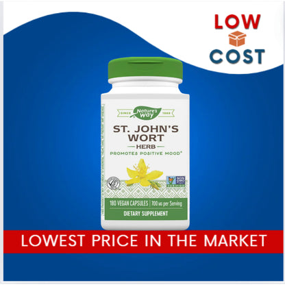 LowCostPh | Nature's Way, St. John's Wort Herb, 700 mg, 100| 180 Vegan Capsules (350 mg per Capsule)