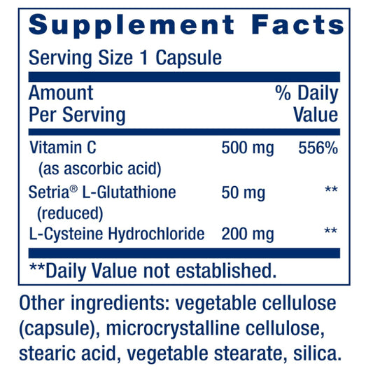 LowCost PH| Life Extension Glutathione, Cysteine & C, 500 mg of vitamin C, powerful antioxidant supp