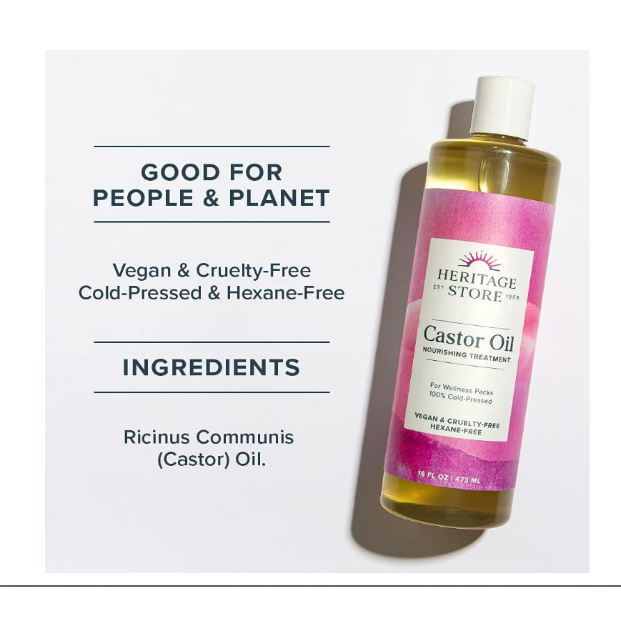 USAOnhand| Heritage Store, Castor Oil, Nourishing Treatment, 16 fl oz (473 ml) (59ml)