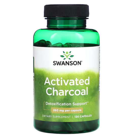 SwansonPh | Swanson, Activated Charcoal, 260 mg, 120 Capsules, Ease Occasional Gas and Bloating