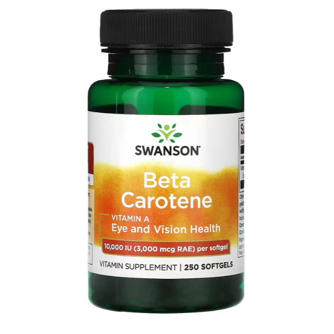 Swanson Ph | Swanson, Beta Carotene, 10,000 IU (3,000 mcg RAE), 250 Softgels. Eye and Vision Health