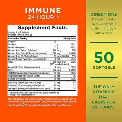 Nature's Bounty, Gold Series, Immune 24 Hour+, 1,000 mg, 50 Softgels