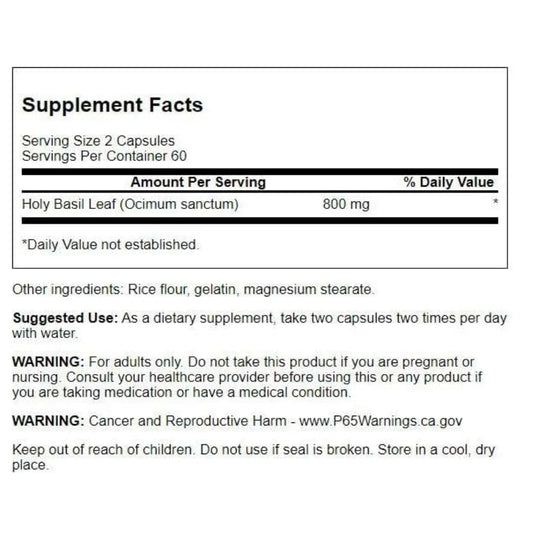 LowCost PH| Swanson Holy Basil Leaf (Tulsi) - Stress Support and Well-Being Supplement - (120 Capsul