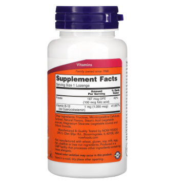 Lowcostph | NOW Foods, B-12, 1,000 mcg, 250 Lozenges, Essential for Energy Production, w/ Folic Acid