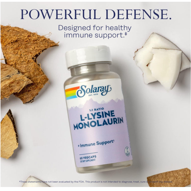 LowCostPh | Solaray, L-Lysine Monolaurin 1:1 Ratio, 60 VegCaps Immune Support Lab Verified