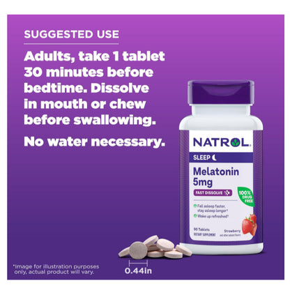 LowCostPH | Na Trol, Melatonin, Fast Dissolve, Time Release, Extra Strength, Strawberry,