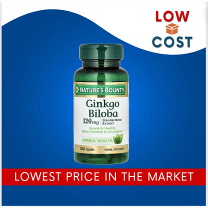 LowCostPh | Nature's Bounty, Ginkgo Biloba, 120 mg, 100 Capsules | 60 mg, 200 Capsules 30mg per Caps
