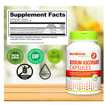 LowCostPh | NutriBiotic, Immunity, Vitamin C + D3 & Zinc, 250 Capsules| SodiumAscorbate
