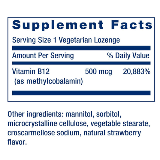 USA Onhand | Life Extension, Vitamin B12, Methylcobalamin ( Brain Health and Cognition )