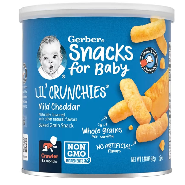 LittleSunshine | Gerbers, Snacks for Baby, Lil' Crunchies, Baked Grain Snack, Wheels 8+Months,(42 g)