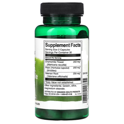 Swanson Ph | Swanson, Full Spectrum Valerian, Chamomile & Hops, 60 Capsules.Stress Support Herbal