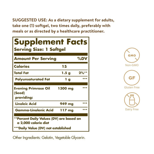 LowCostPh | Solgar, Evening Primrose Oil, 1,300 mg, 60ct | Evening Primrose Oil 500 mg, 180 Softgels