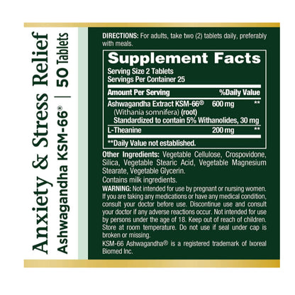 LowCost PH|  Nature's Bounty, Anxiety & Stress Relief, Ashwagandha KSM-66, 50 Tablets