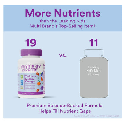 LowCostPh | SmartyPants, Toddler Formula, Multi and Omega 3s, Grape, Orange, and Blueberry, 90 ct