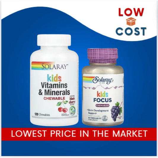LowCostPH | Solaray, Kids, Focus Chewables, Natural Grape, Kids Vitamins & Minerals Chewable,Natural