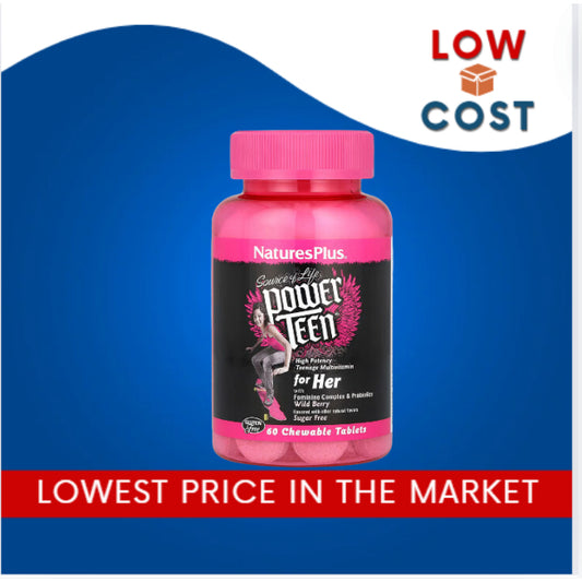 LowCostPh | NaturesPlus, Source of Life, Power Teen, For Her, Sugar Free, Natural Wild Berry