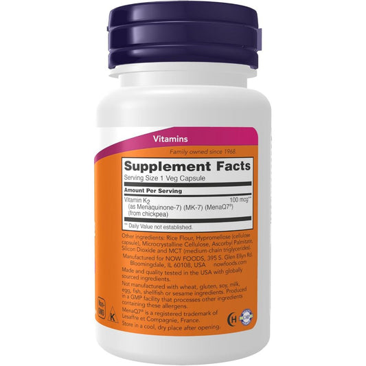 USA Onhand | NOW Foods, MK-7 Vitamin K-2, 100 mcg, 60 Veg Capsules ( Supports Bone Health )