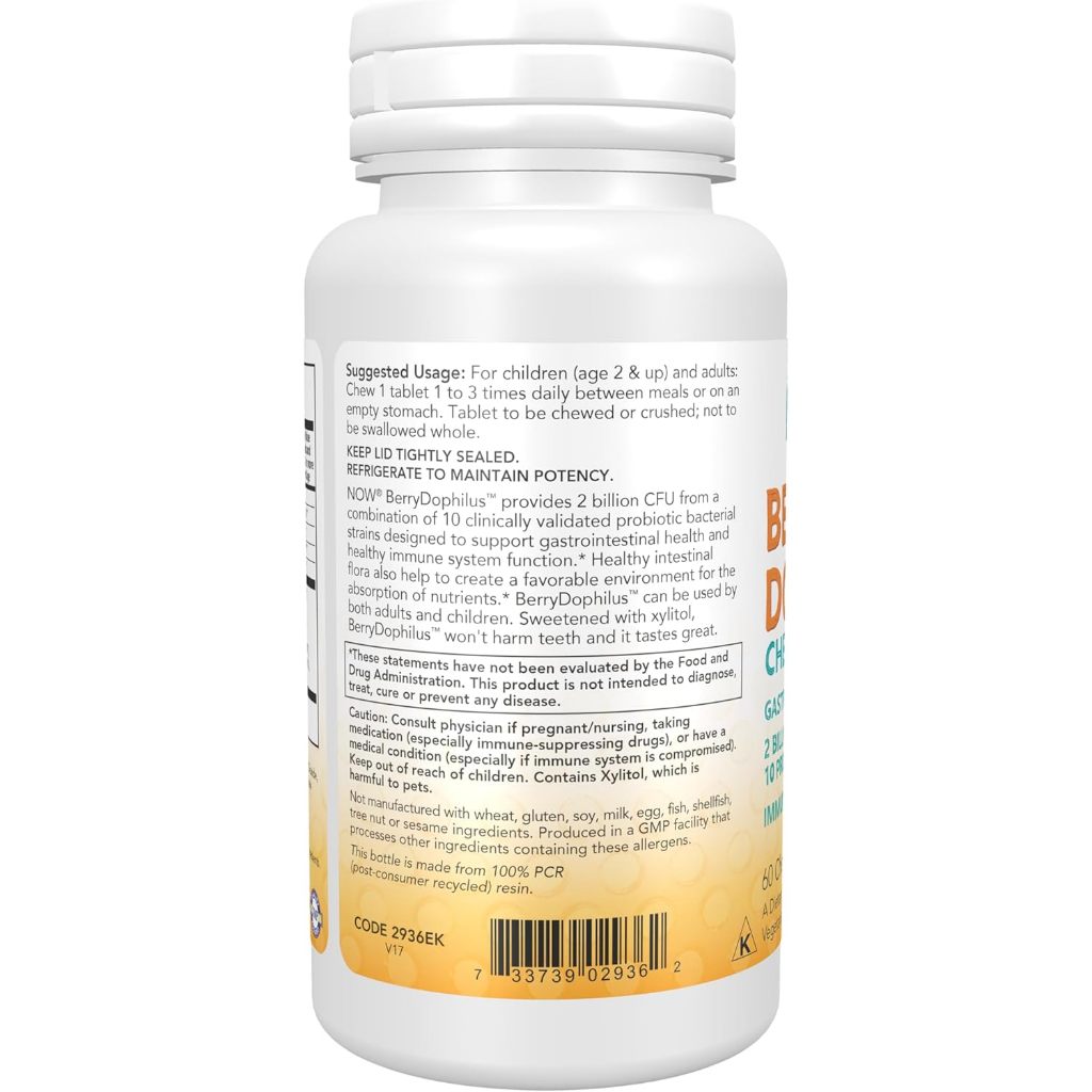 USA Onhand | NOW Foods, Berry Dophilus, Kids, 2 Billion, 60 Chewables ( Gastrointestinal Support )