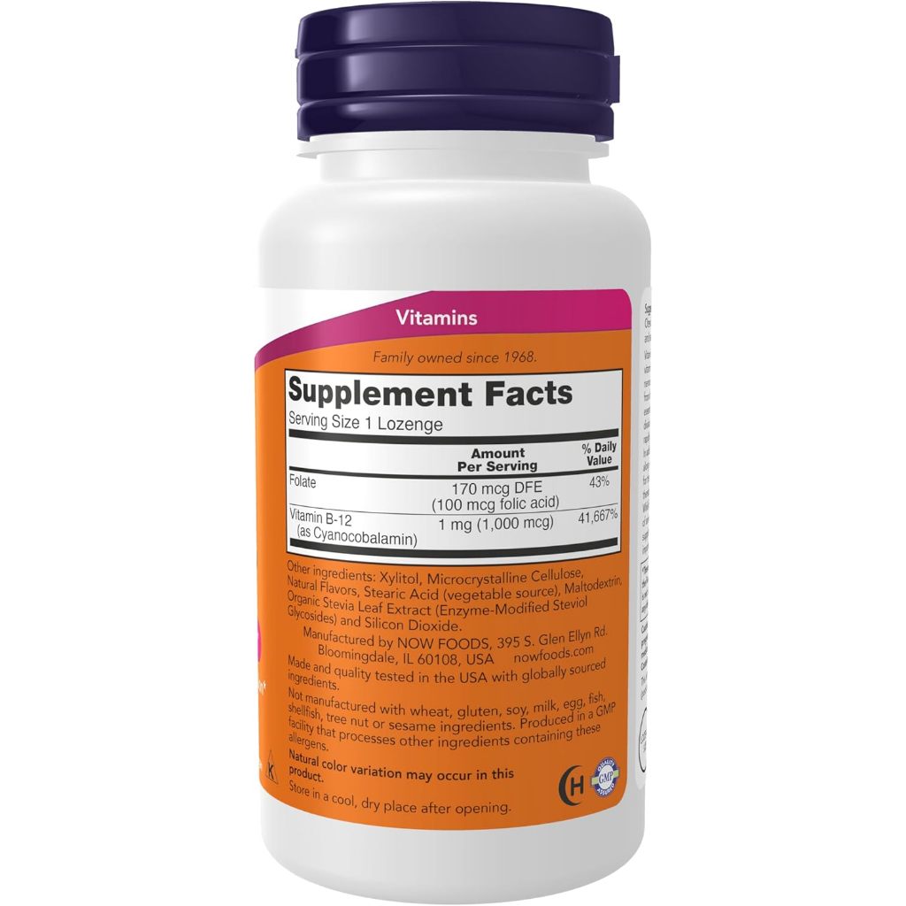 USA Onhand | NOW Foods, B-12, 1,000 mcg, 250 Loz ( Promotes Nervous System Health )