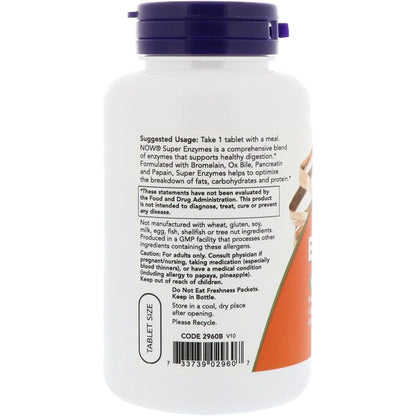 USA Onhand | NOW Foods, Super Enzymes, 90 Tablets ( Supports Healthy Digestion & Breaks Down Fats )