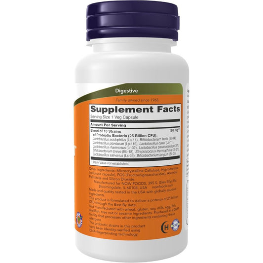 USA Onhand | NOW Foods, Probiotic-10, 25 Billion, 100 Veg Capsules ( Healthy Intestinal Flora )