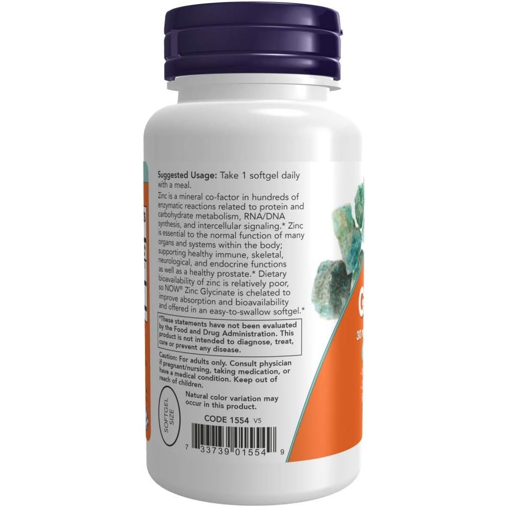 USA Onhand | NOW Foods, Zinc Glycinate ( Supports Immune System Function & Pros. tate Health )