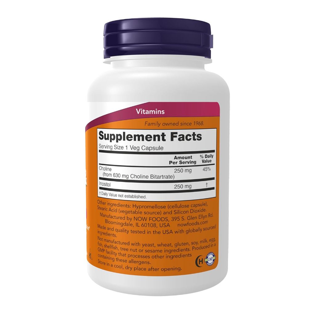 USA Onhand | NOW Foods, Choline & Inositol ( Nervous System Health & Mood and Emotional Balance )