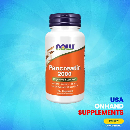 USA Onhand | NOW Foods, Pancreatin, 100 Capsules ( Assists Protein, Fat and Carbohydrate Digestion )