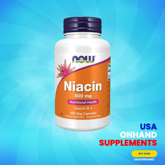 USA Onhand | NOW Foods, Niacin, 500 mg, 100 Veg Capsules ( Supports Cardiovascular Health )
