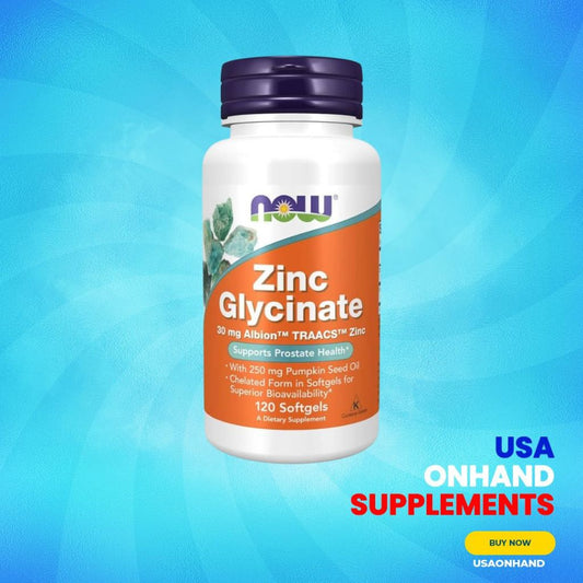 USA Onhand | NOW Foods, Zinc Glycinate ( Supports Immune System Function & Pros. tate Health )