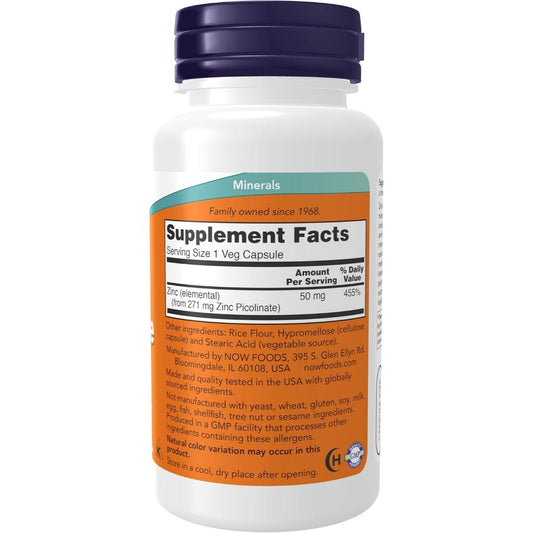USA Onhand | NOW Foods, Zinc Picolinate, 50 mg, 120 Veg Capsules ( Immune Support )