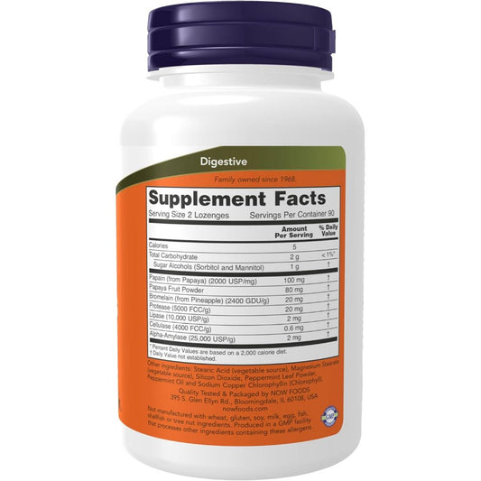 USA Onhand | NOW Foods, Chewable Papaya Enzymes, 180 Loz ( Digestive Support )