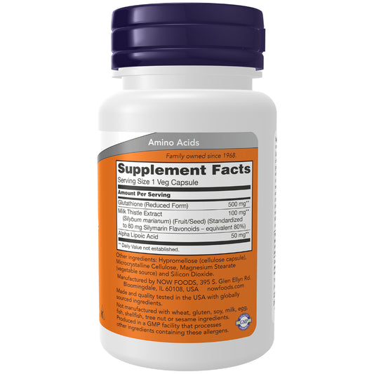 USA Onhand | NOW Foods, Glutathione, 500 mg, 60 Veg Capsules ( Supports Cellular Detoxification )