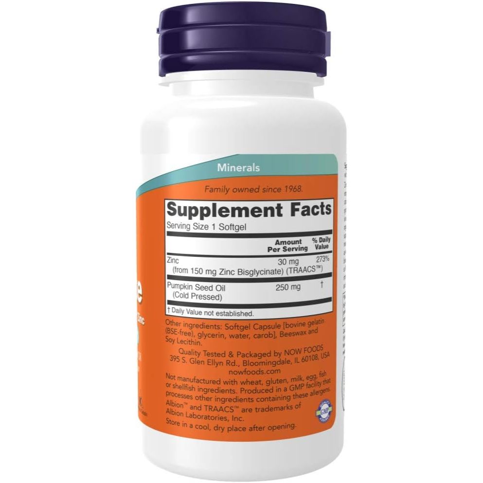 USA Onhand | NOW Foods, Zinc Glycinate ( Supports Immune System Function & Pros. tate Health )