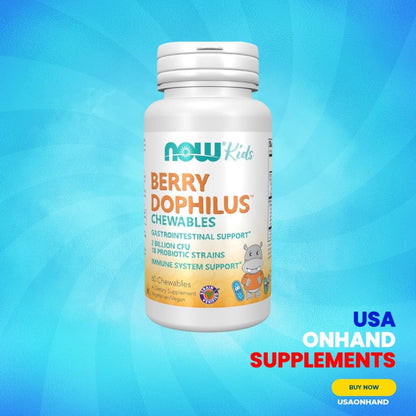 USA Onhand | NOW Foods, Berry Dophilus, Kids, 2 Billion, 60 Chewables ( Gastrointestinal Support )