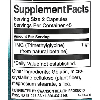 LowCost PH| Swanson, TMG Trimethylglycine, 500 mg, 90 Capsules