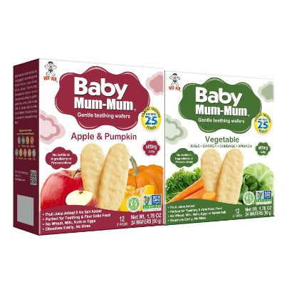 LittleSunshine | Hot Kid, Baby Mum-Mum Gentle Teething Wafers, Organic Rice Biscuits 12 Packs  2Each