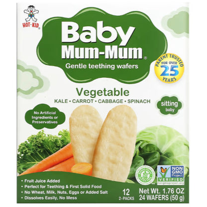 NaturalSolutions | Hot Kid, Baby Mum-Mum, Gentle Teething Wafers Organic Super Teethers, Berry,Apple