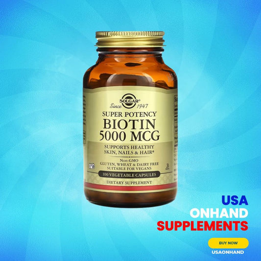 USA Onhand | Solgar, Biotin, 5,000 mcg ( Skin, Nails & Hair Support )
