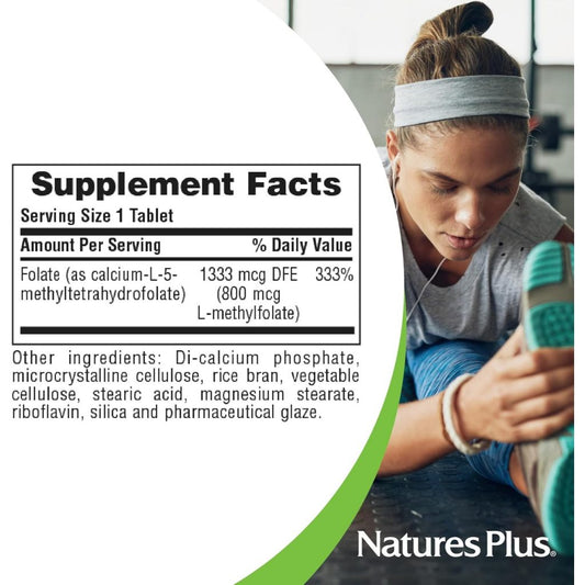 LowCostPh | NaturesPlus, Folic Acid as Methylfolate , 800 mcg, 90 Tablets