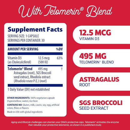 LowCostPh | Enzymedica, Telomere Plus, 30 Capsules, Promotes Vibrant Aging & Energy