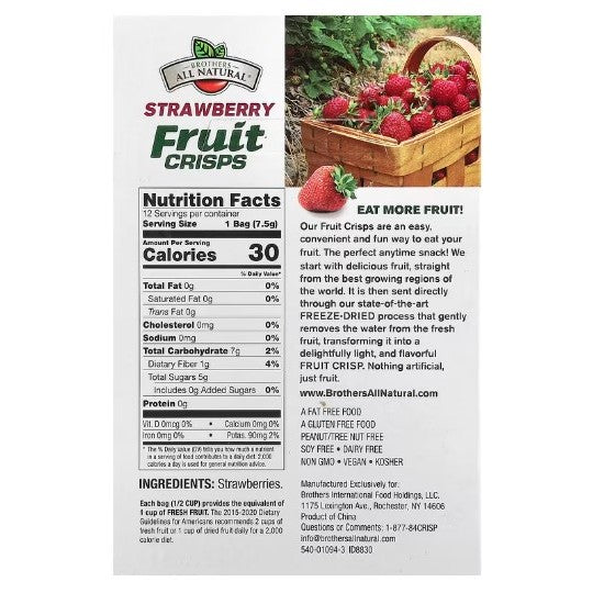 LowCostPh | Brothers-All-Natural, Fruit Crisps, Strawberry, 1Pack, Light & Crispy Sliced Fruit!