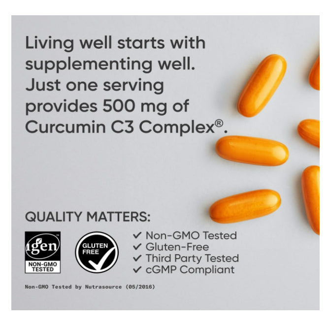 LowCost PH| Sports Research, Turmeric Curcumin, C3 Complex 500mg, Bioperine Black Pepper Extract 120