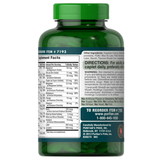 LowCostPH | Puritan's Pride Abc Plus Senior Multivitamin Multi-mineral Formula Caplets, 240 caplets