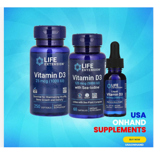 USAOnhand| Life Extension, Vitamin D3, immune system support, bone health, brain performance, gluten